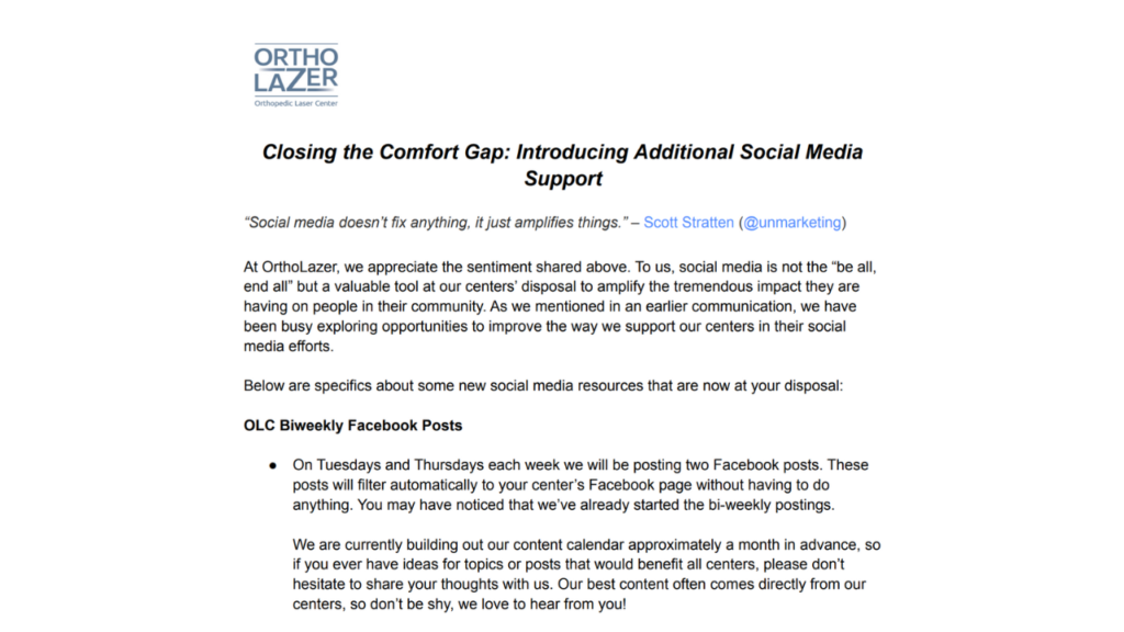 JTO - Post- Center update: OL Social Media Support